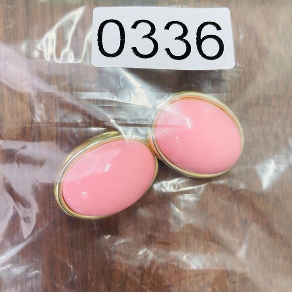 Vintage 80s Earrings Pink Gold Chunky 80s VTG Original Clip On Earrings Vintage - Picture 7 of 9